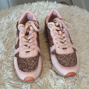 Vintage Havana Pink Sneakers with Glitter Accents and Sporty Design